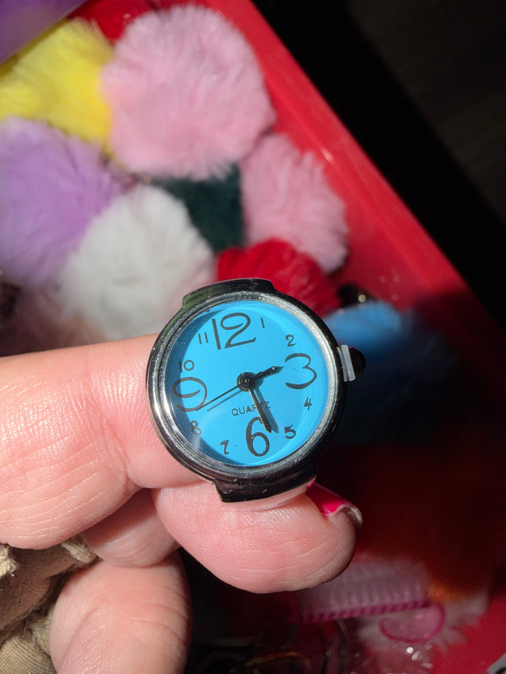 Silver Tone Finger Watch in Assorted Colors!