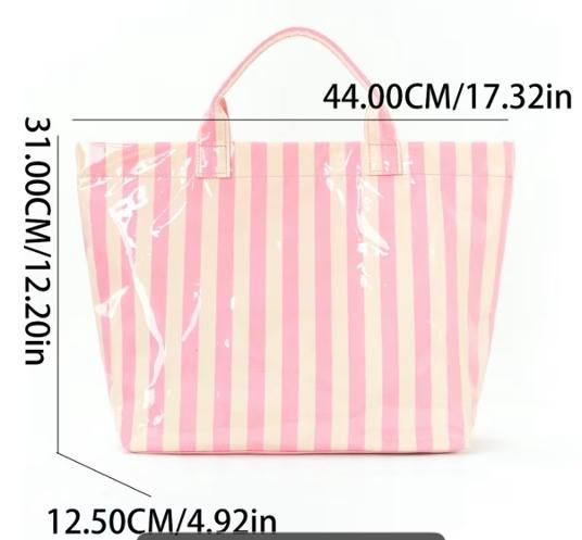 ADD-ON PVC Tote with lines and Handles!
